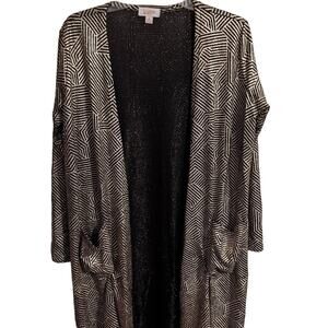 EUC LuLaRoe Sparkly Geometric Long Gold Cardigan